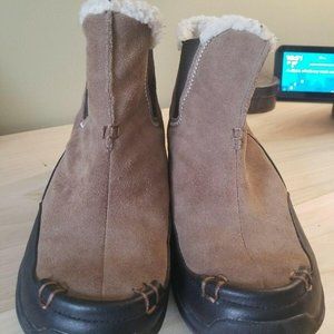 Lands' End 406535 Womens 8 B Brown Suede Faux Fur